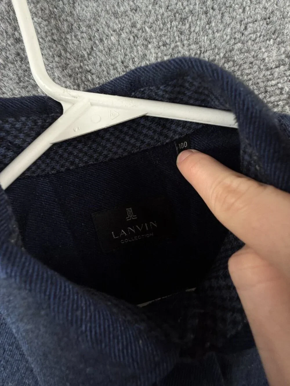 Lanvin Collection Dark Blue Flannel Soft Button Up Shirt Long Sleeve Size 100